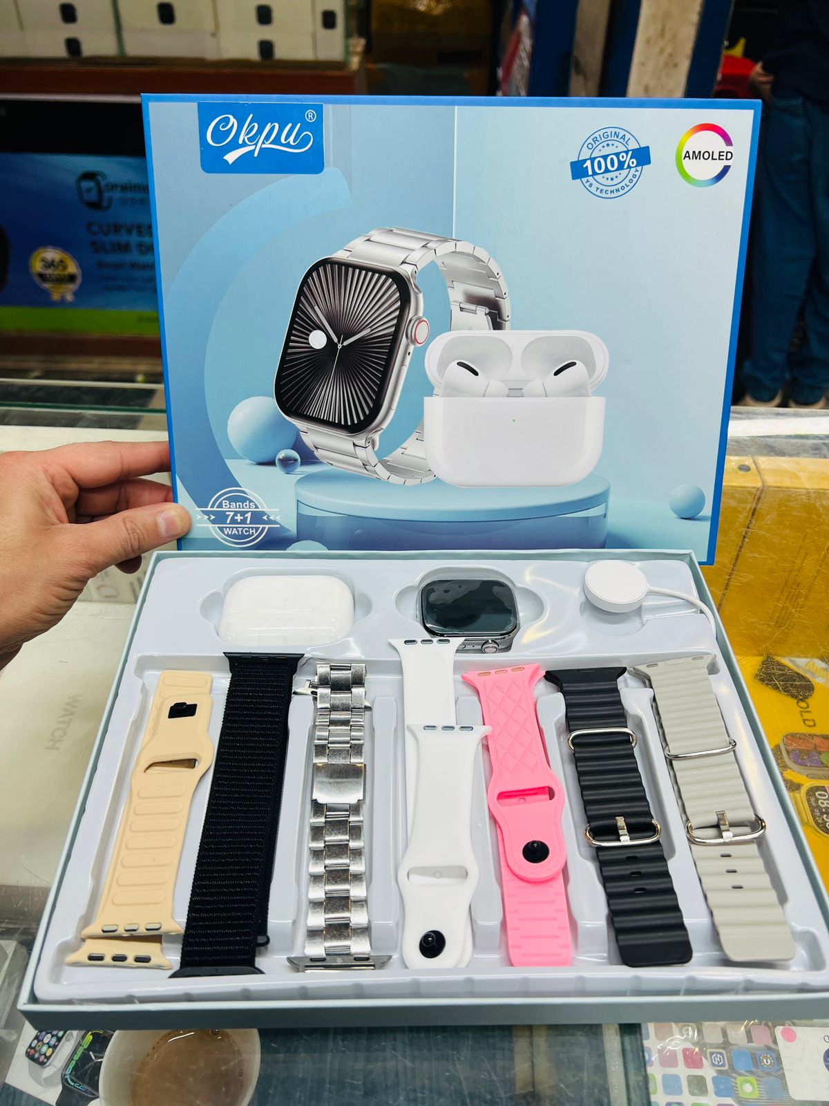 D 47 Series 10 AMOLED Smart Watch & Wireless Earbuds 7-in-1 Premium Gift Set