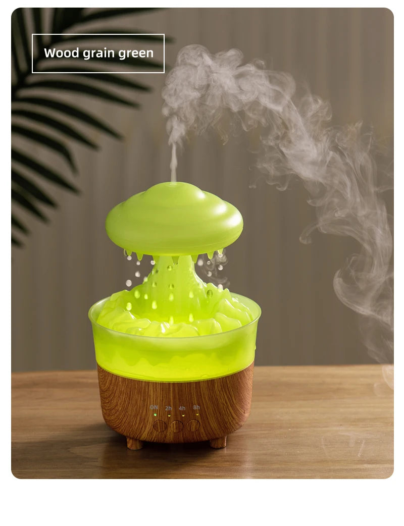 USB Rain Air Humidifier Electric Aroma Diffuser Rain Cloud Smell Desktop Relax Water Drops Sounds Colorful Night Light Household
