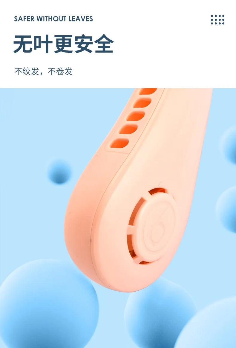Hot Fan Long Battery Lif New Mini Neck Portable No Bladeless Hanging Neck Rechargeable Air Cooler 3 Speed Mini Summer Sport Fan