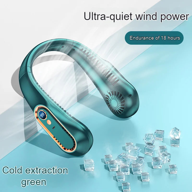 Hot Fan Long Battery Lif New Mini Neck Portable No Bladeless Hanging Neck Rechargeable Air Cooler 3 Speed Mini Summer Sport Fan