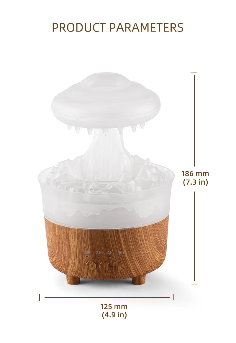 USB Rain Air Humidifier Electric Aroma Diffuser Rain Cloud Smell Desktop Relax Water Drops Sounds Colorful Night Light Household