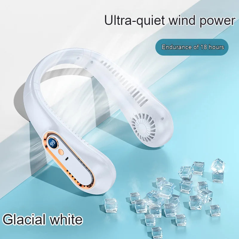 Hot Fan Long Battery Lif New Mini Neck Portable No Bladeless Hanging Neck Rechargeable Air Cooler 3 Speed Mini Summer Sport Fan