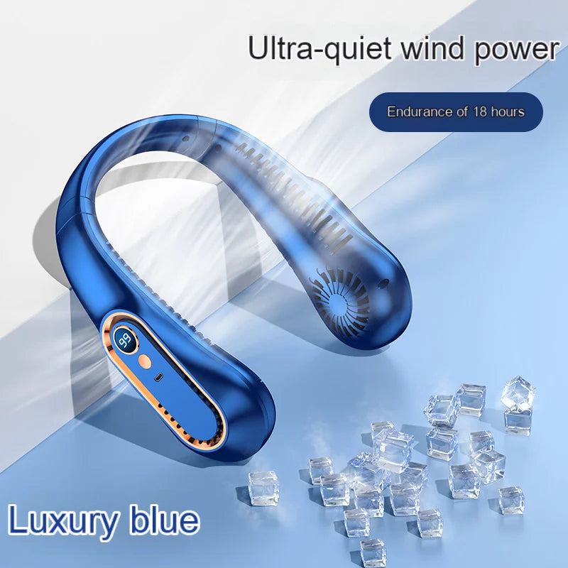 Hot Fan Long Battery Lif New Mini Neck Portable No Bladeless Hanging Neck Rechargeable Air Cooler 3 Speed Mini Summer Sport Fan