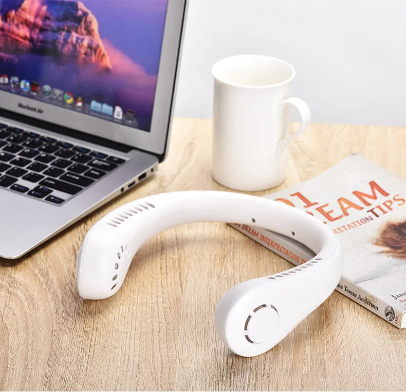 Hot Fan Long Battery Lif New Mini Neck Portable No Bladeless Hanging Neck Rechargeable Air Cooler 3 Speed Mini Summer Sport Fan