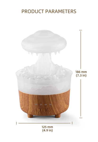 USB Rain Air Humidifier Electric Aroma Diffuser Rain Cloud Smell Desktop Relax Water Drops Sounds Colorful Night Light Household